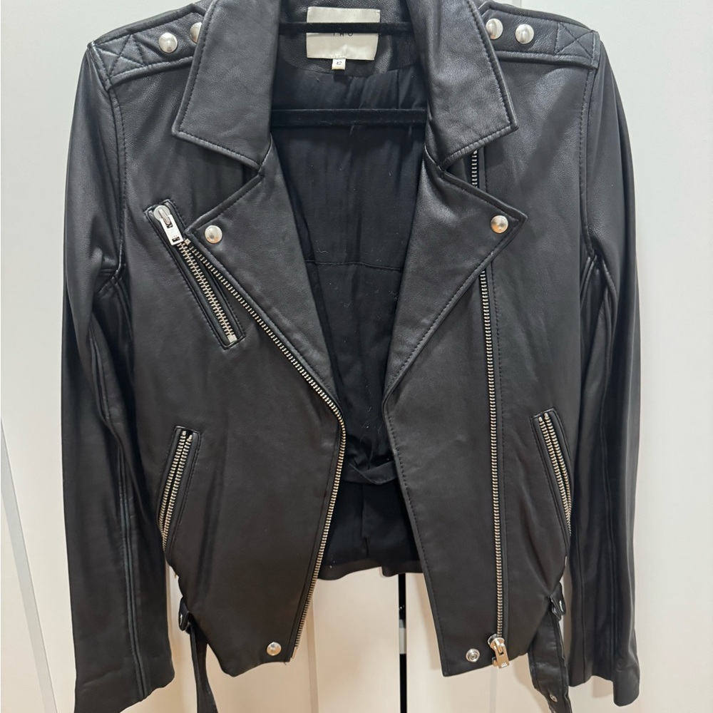 IRO Black Leather Moto Jacket
